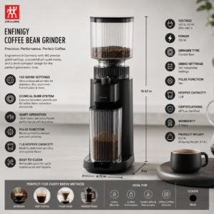 Zwilling 1010590 Enfinigy Coffee Bean Grinder, Black