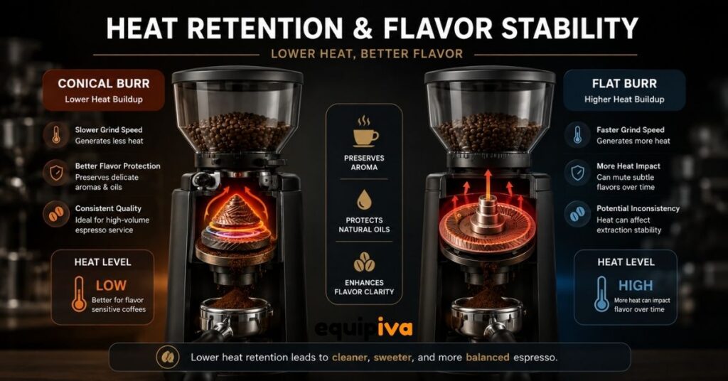 Commercial coffee grinder heat retention and flavor stability comparison