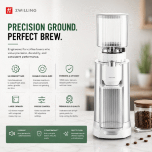 Zwilling 1010589 Enfinigy Coffee Bean Grinder, Silver